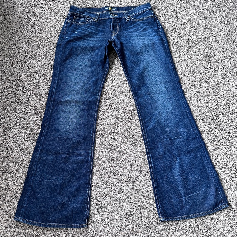 Lucky Brand Women Jeans 12/31 Regular  Lil Maggie Flare Low Rise Button USA